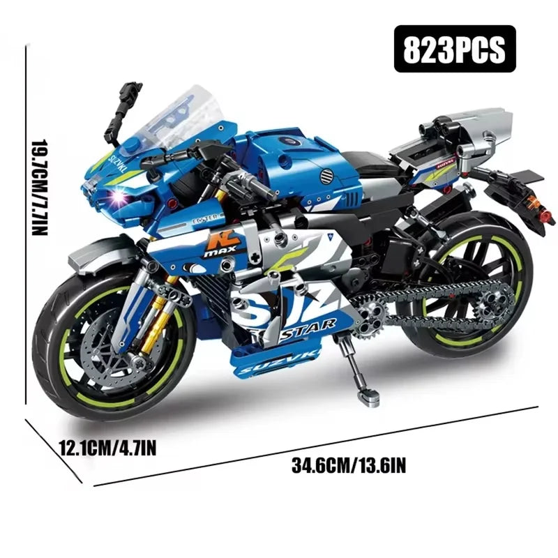 New 800+PCS High-Tech Classic Motorcycle Building Model Block City Racing ModelBuilding Block Set Brick Toys Gifts For Children