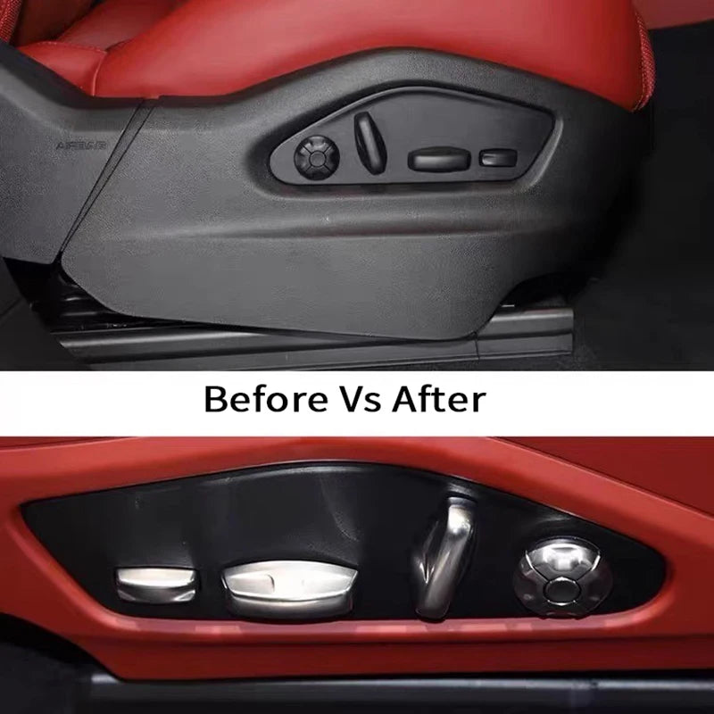 Car Interiors Parts Seat Adjustable Buttons Cover Stickers for Porsche Cayenne Paramera 911 2022 2023 Taycan 2019 2020 2021 2022
