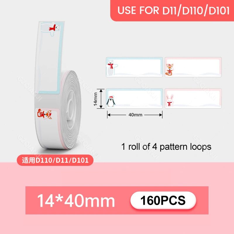 Niimbot D110 D11 Label printer paper Waterproof Anti-Oil Price Label Sticker Transparent Pure Color Label thermal Sticker Paper