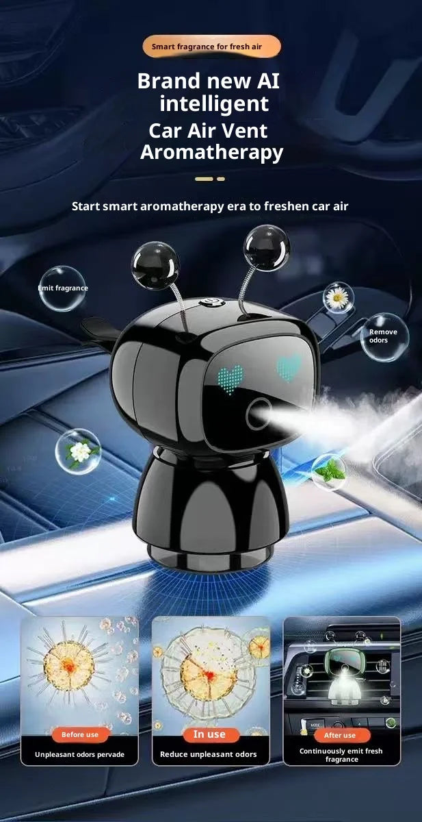 Creative Car Smart Aromatherapy Diffuser - Robot-shaped Aromatherapy Ornament, Air Freshener with Long-lasting Light Fragrance
