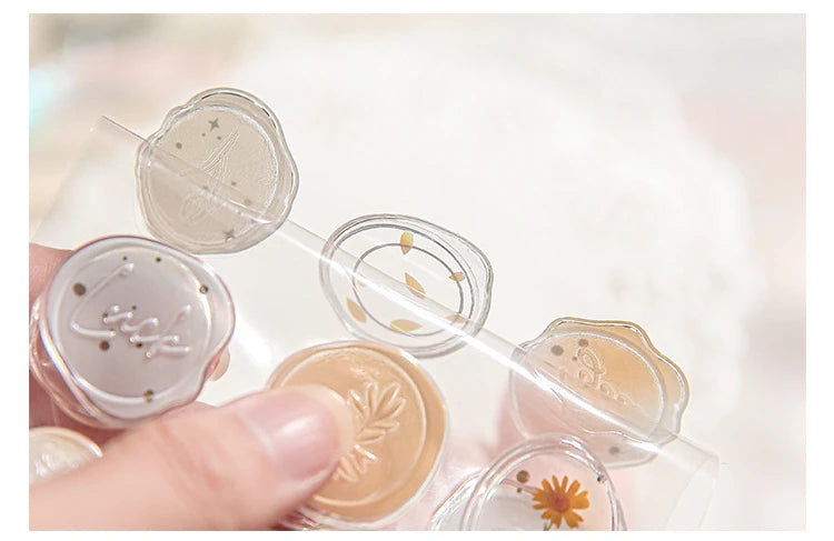 Mr.Paper 4 Style Fire Paint Seal Drip Glue Stickers Good-Looking Envelopes Sealing Paste Handbook Decoration Sticker Stationery