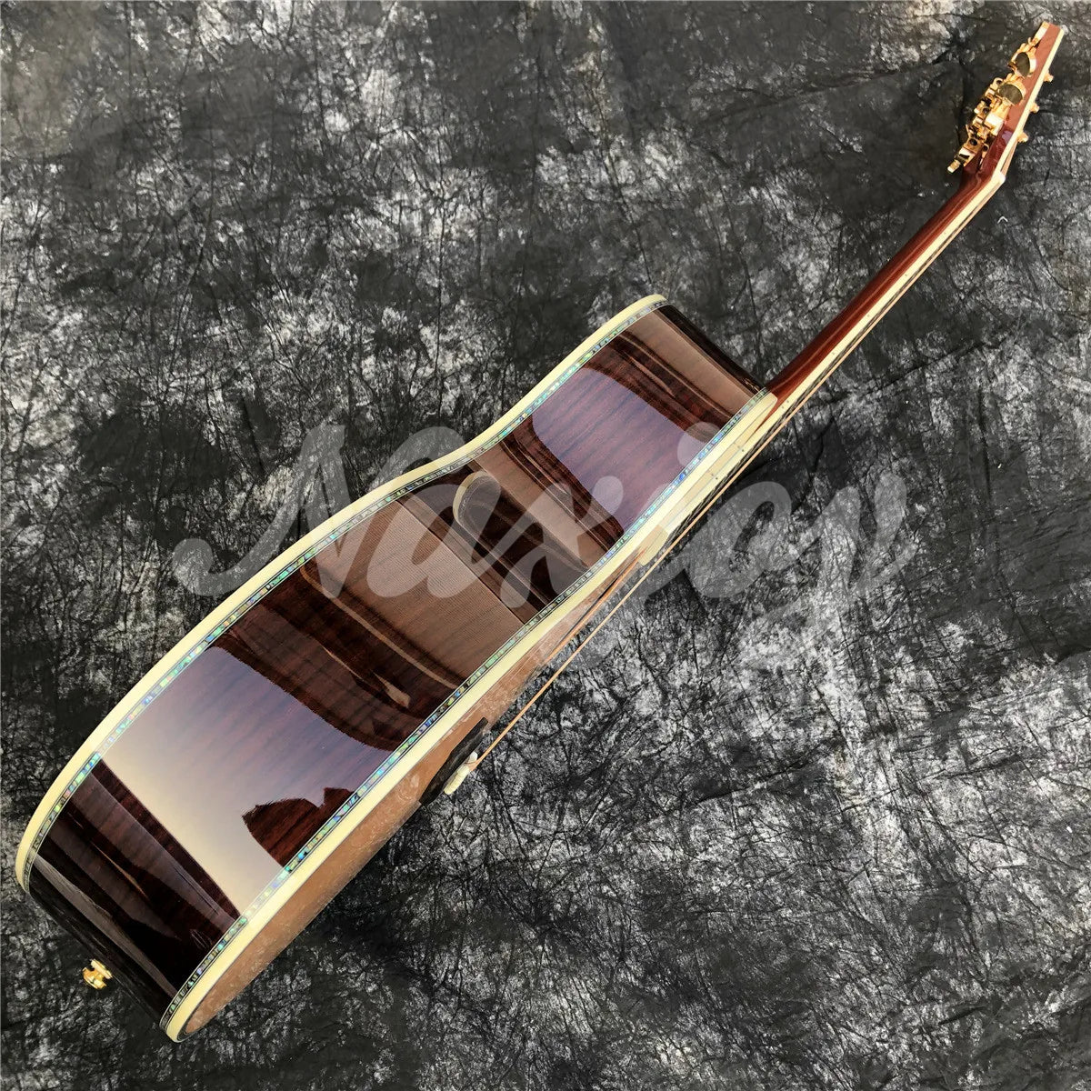 Solid Cedar Acoustic Guitar 40 Inches OM Type 45 Model Rosewood Body Abalone Inlays Ebony Fingerboard Guitarra