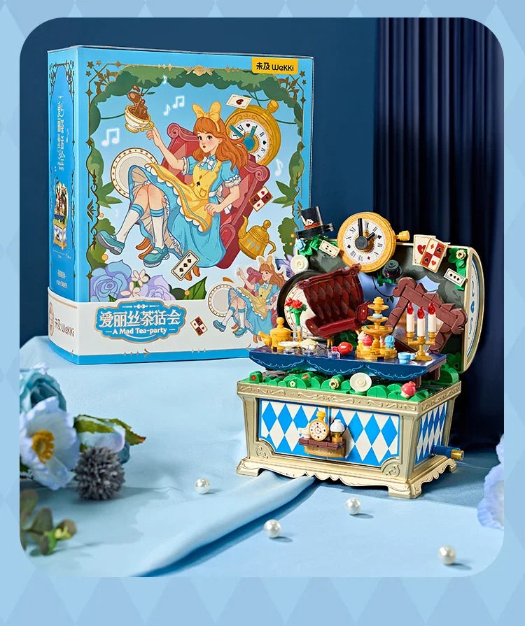 Fairytale Music Box Treasure Chest Fairy Tale Scene Model Bricks Set With Mini Figure Doll Desktop Deco Kids DIY Toys Girl Gifts