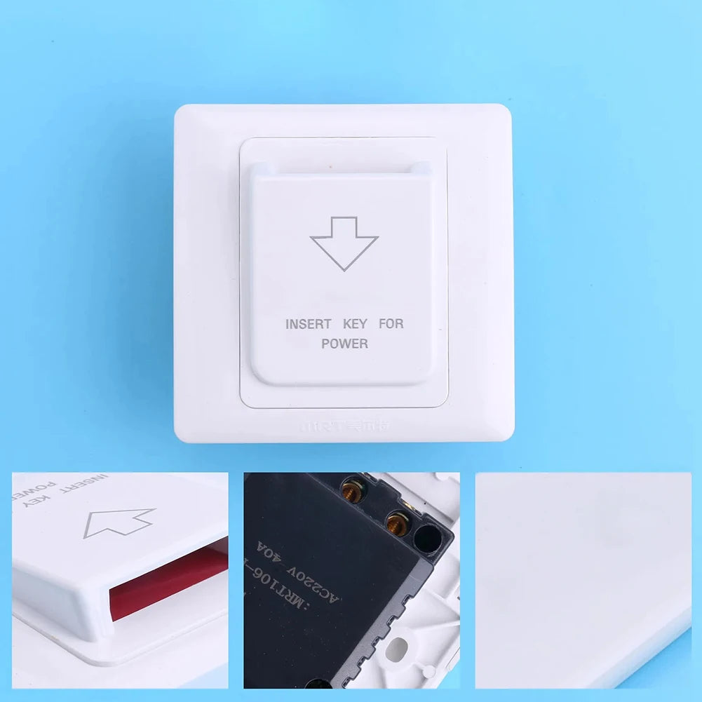 40A 86 Type Hotel Card Power Switch On-off Type Energy Saving Switch With 3 Card Keys Hotel Magnetic Card Switch White 86x86mm