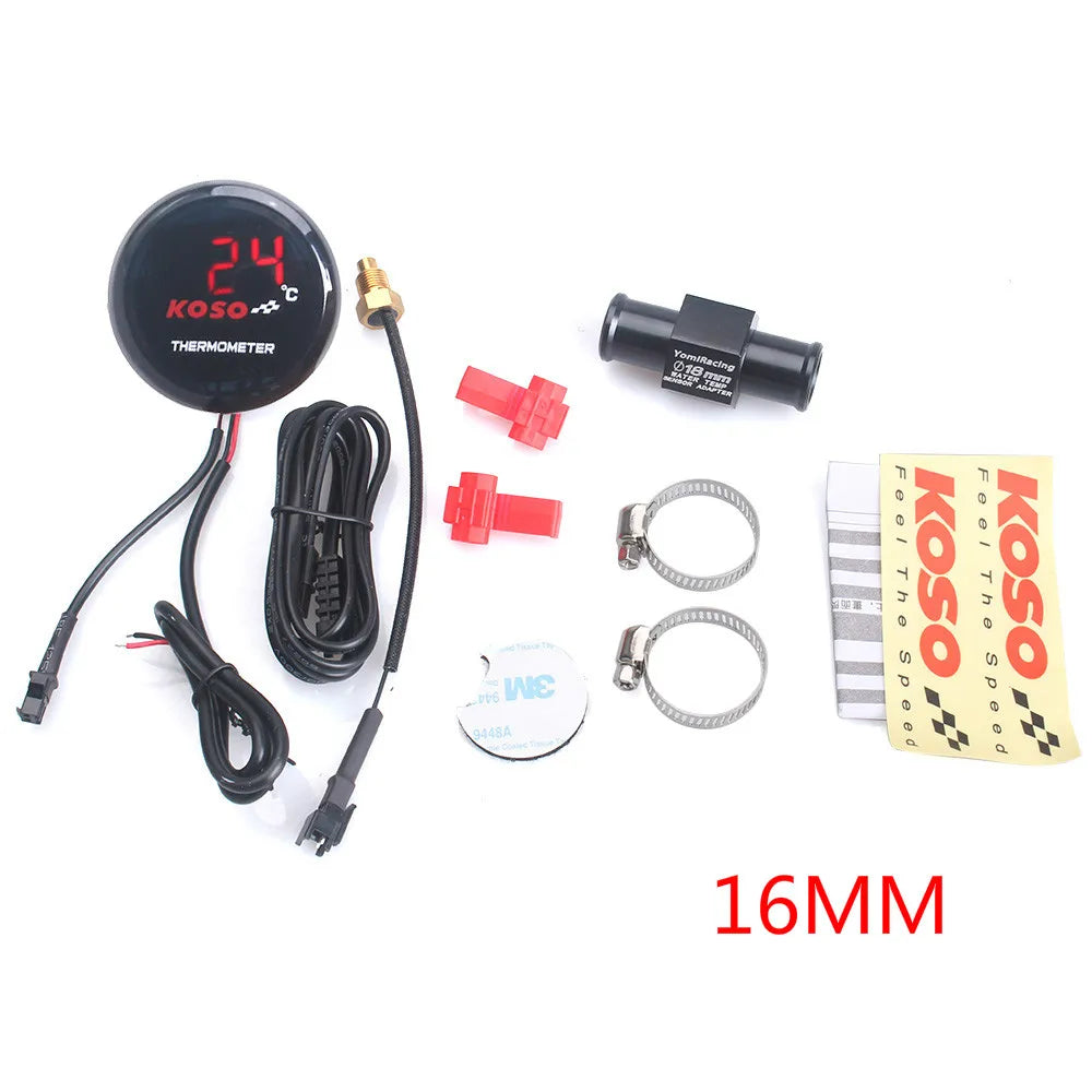 Universal Motorcycle Thermometer Instruments Water Temp Temperature Digital Display Meter Gauge Sensor Adapter For KOSO