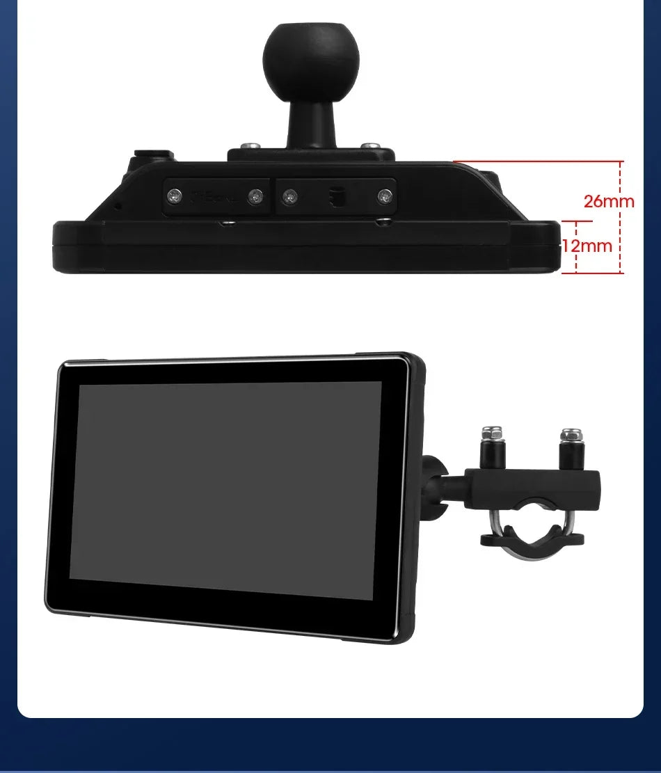 Srnubi 7 inch Portable Motorcycle DVR LCD Display GPS IPX7 Waterproof For Wireless Apple CarPlay Android Auto Airplay Monitor