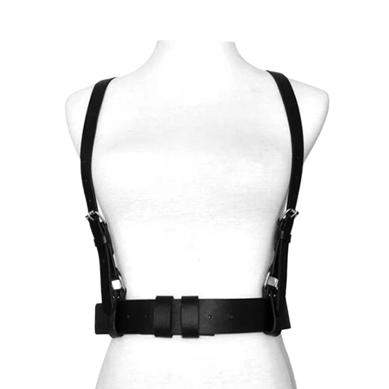 Black PU Leather Punk Body Chains Fashion Strong And Sturdy Waist Straps Belt Club Adjustable Body harness