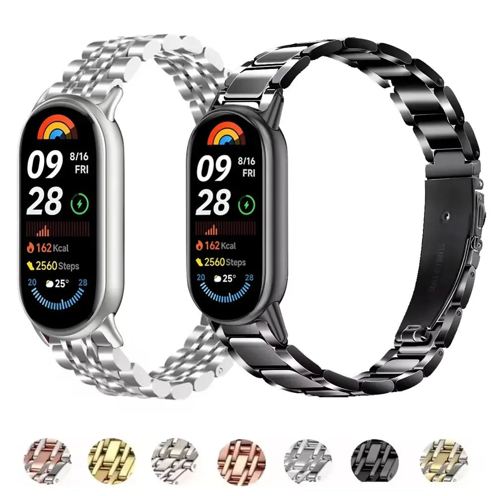 Metal Strap for Xiaomi Mi Band 10 9 8 Smartwatch Stainless Steel Comfortable Band for Miband 10 9 8 Replacement Bracelet Correa
