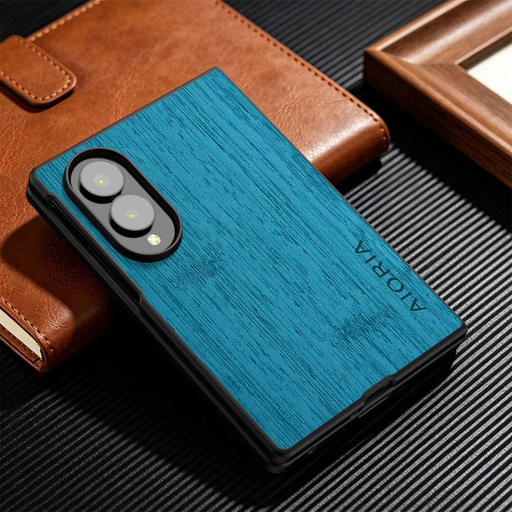 Case for Samsung Galaxy Z Fold 8 Fold8 5G Funda Bamboo Wood Pattern Leather Phone Cover Luxury Coque for Samsung Z Fold8 5G Case