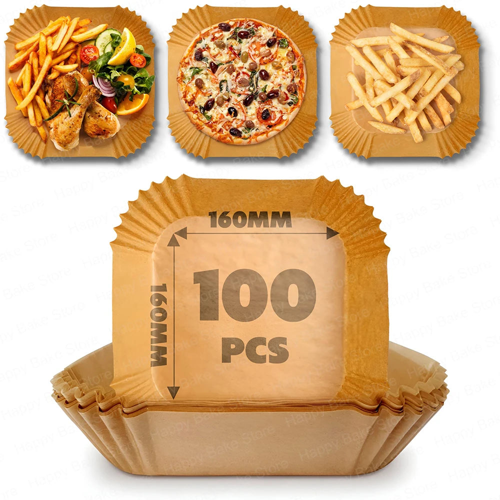3-5L/5-8L Square Air Fryer Baking Paper, BPA Free Disposable Parchment Paper Liners Compatible with Cosori Ninja Philips Tefal
