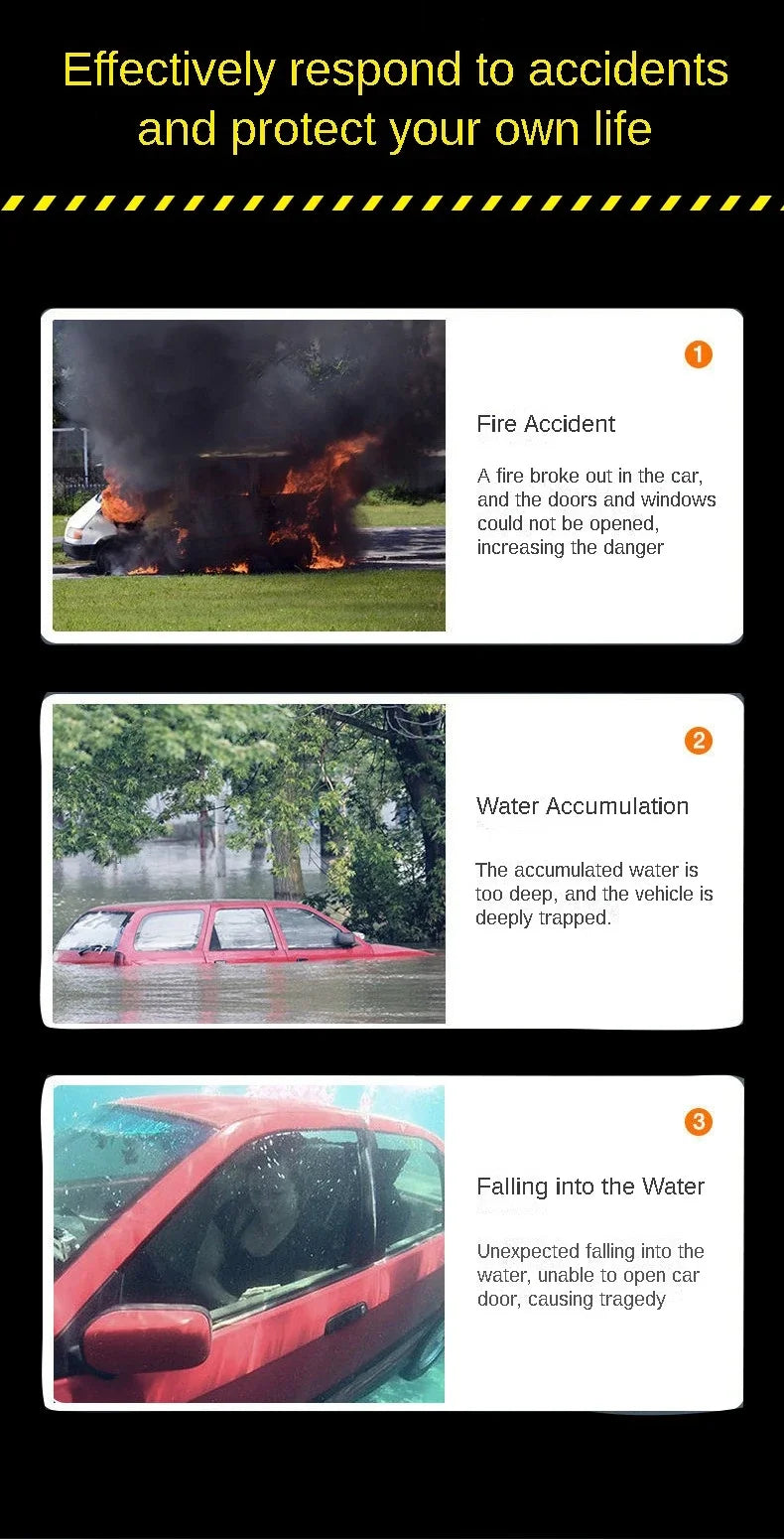 Car Safety Hammer Auto Emergency Glass Window Breaker Seat Belt Cutter Life-Saving Car Emergency Escape Hammer Survival Whistle