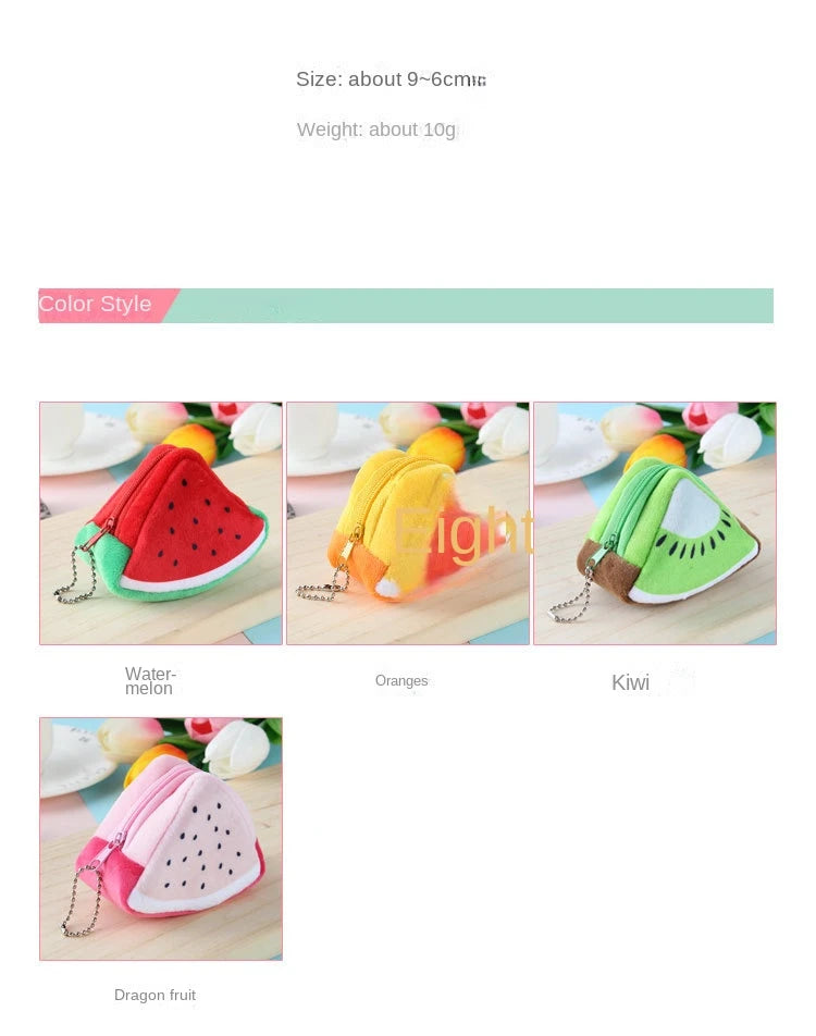 Cartoon Fruit Creative Plush Three-dimensional Coin Wallet Storage Bag School Bag Hanging Children's Holiday Gifts