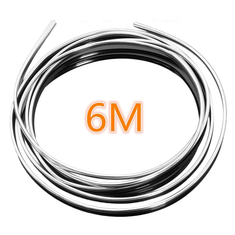 4/6M Car Door Edge Scratch Protector DIY Silver Moulding Trim Strips Chrome Trim Strip Scratch Guard Protector Strips