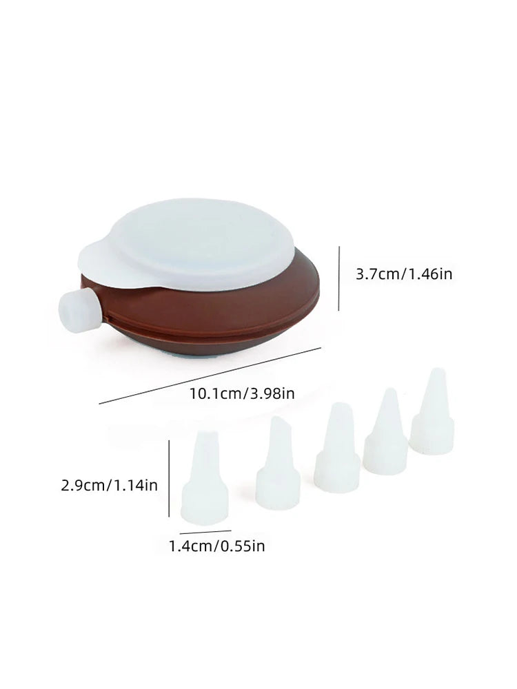 Silicone Macaron Decorating Pot Set, Chocolate Jam Extruder, With 5 Decorating Mouth, Suitable For Macron, Cake Baking Supplies