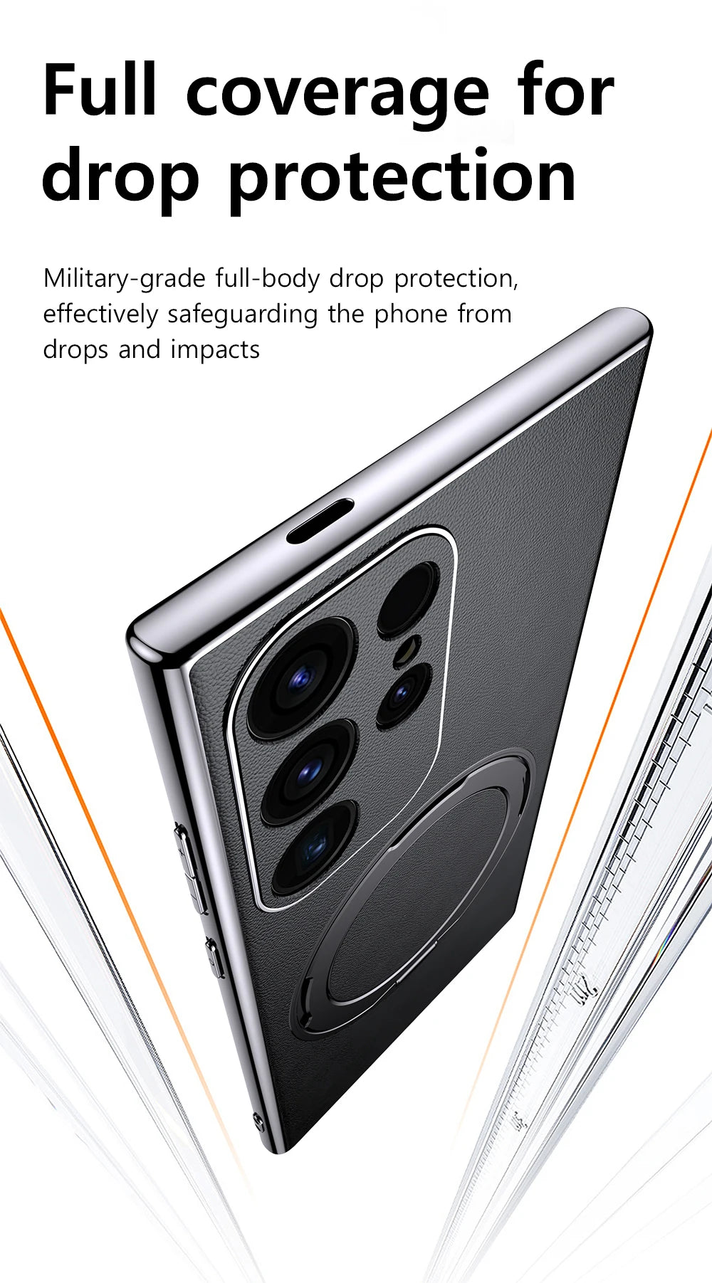 LANGSIDI Leather Magnetic Metal Ring holder Case For Samsung Galaxy S24 Ultra s23 S24 + plus shockproof Slim Protection