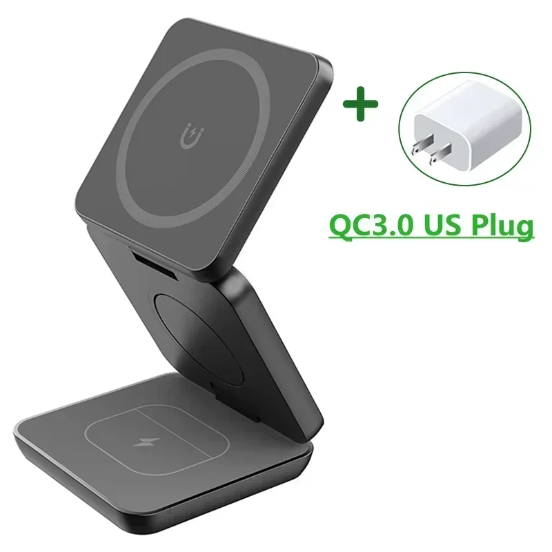 3 In 1 Foldable Magnetic Wireless Charger Stand For iPhone 15 14 13 12 Pro Max Apple Watch AirPods Fast Charging Station Holder