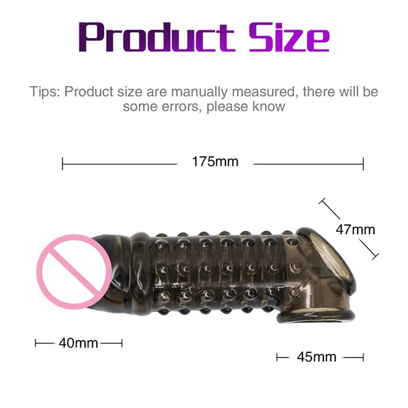 Penis Extender Cock Rings Reusable Delay Ejaculation Penis Condoms Dick Sleeve Silicone Glans Cover Enlargement Sex Toys For Men