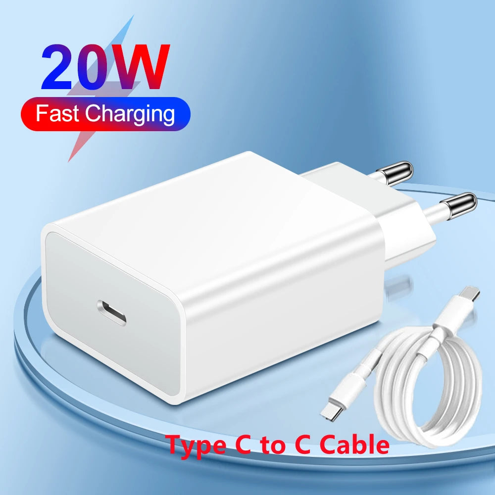 20W PD Charger USB Type C Fast Charging For iPhone 13 12 14 Pro Max Mini XR X XS 8 Plus iPad Charger Plug PD Quick Charge Cable