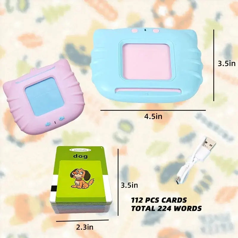 Early Education Flash Card Machine Cat Shape Learning Talking Language English Electronic Audio Book Toy Children Birthday Gift