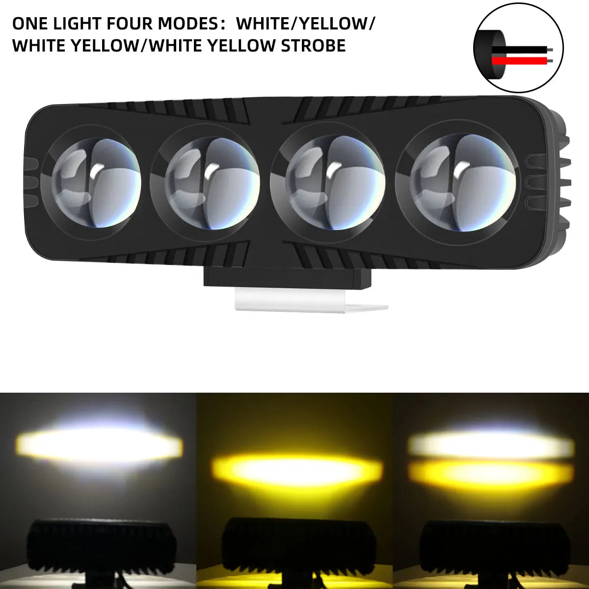 Motorcycle Headlight Additional Spotlights Dual Color 4 Lens Led Motorbike LED Fog Lamp Scooter SUV ATV Motorcycle Running Lamp