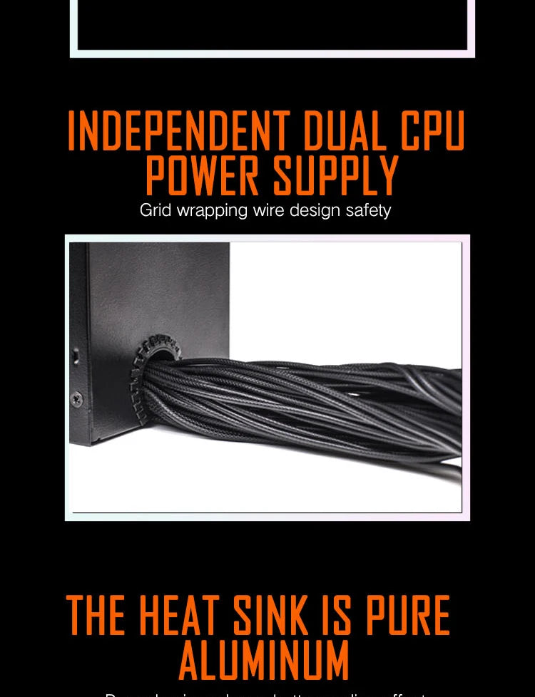 Aigo AK PC PSU Power Supply Unit 500W 600W 700W 800W 1000W Gaming 120mm RGB Fan 220V ATX Desktop computer Power Supply for BTC