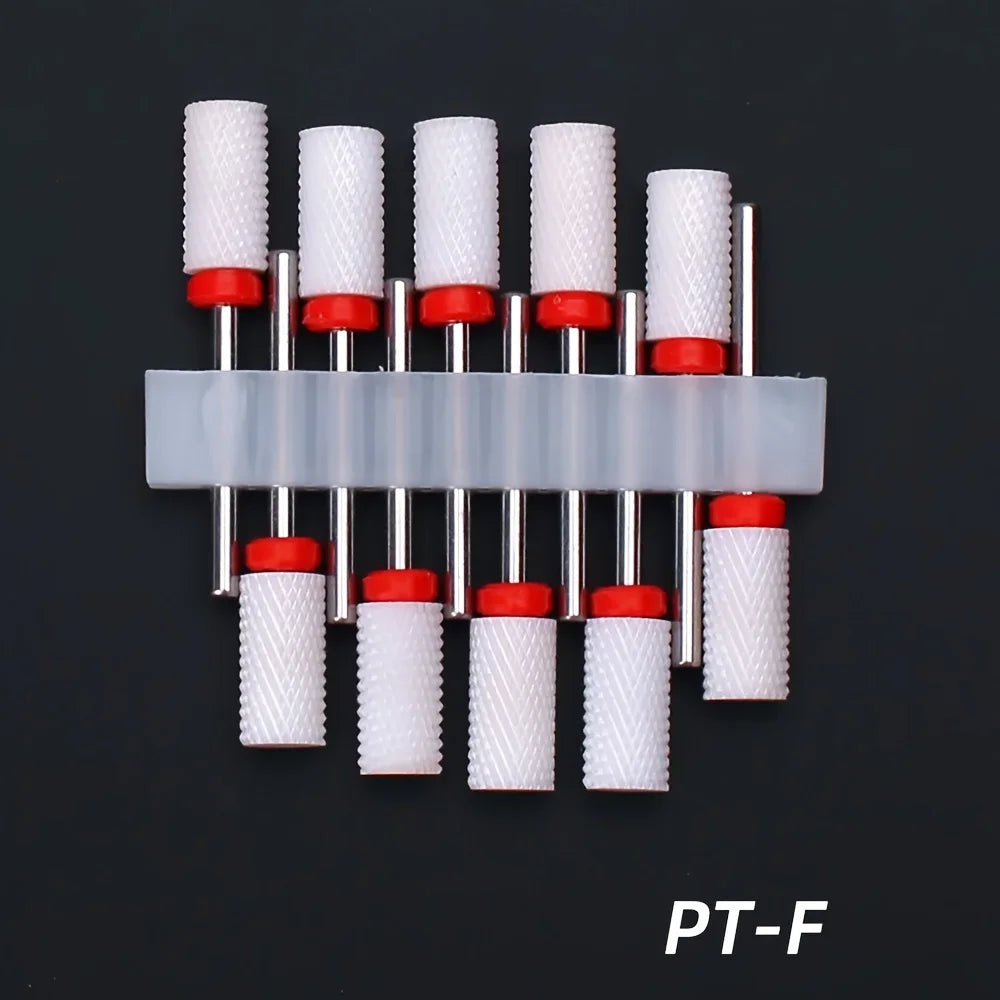 10pcs Ceramic Nail Drill Bits Set, Electric Manicure & Pedicure Milling Cutter, For Nail Polishing Machine