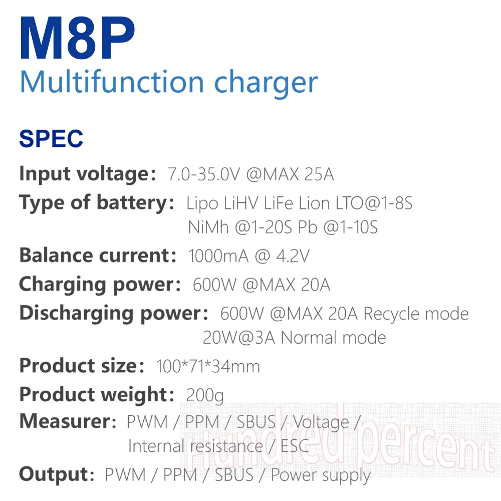 ToolkitRC M8P Charger with an increase in accuracy power of 600W 20A 5V 1-8S Multifunctional signal testing M8S upgraded