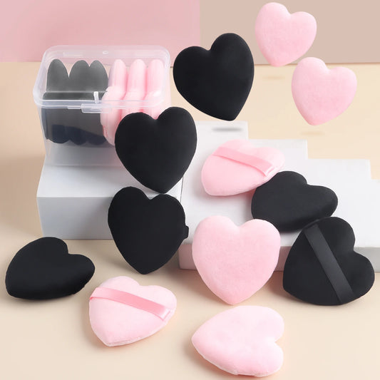 Powder puff, 6pcs/box heart shaped fluffy soft skin-friendly make-up tools can be reused