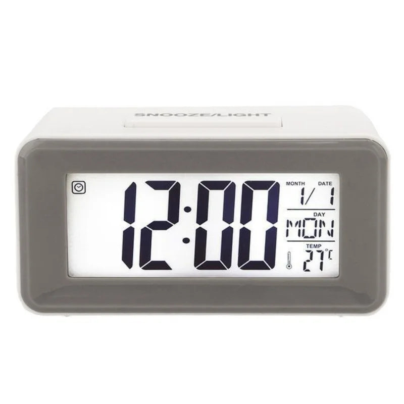 Desk Digital Clock Sound Control Backlight 12/24 H Snooze 8 Alarm Ringtones for Bedrooms kids simple electronic clock