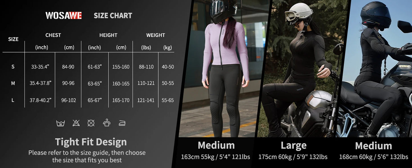 WOSAWE Women Motorcycle Soft Armor Full Body Summer Motorbike Protective Jacket Motocross Racing Pants CE Approved