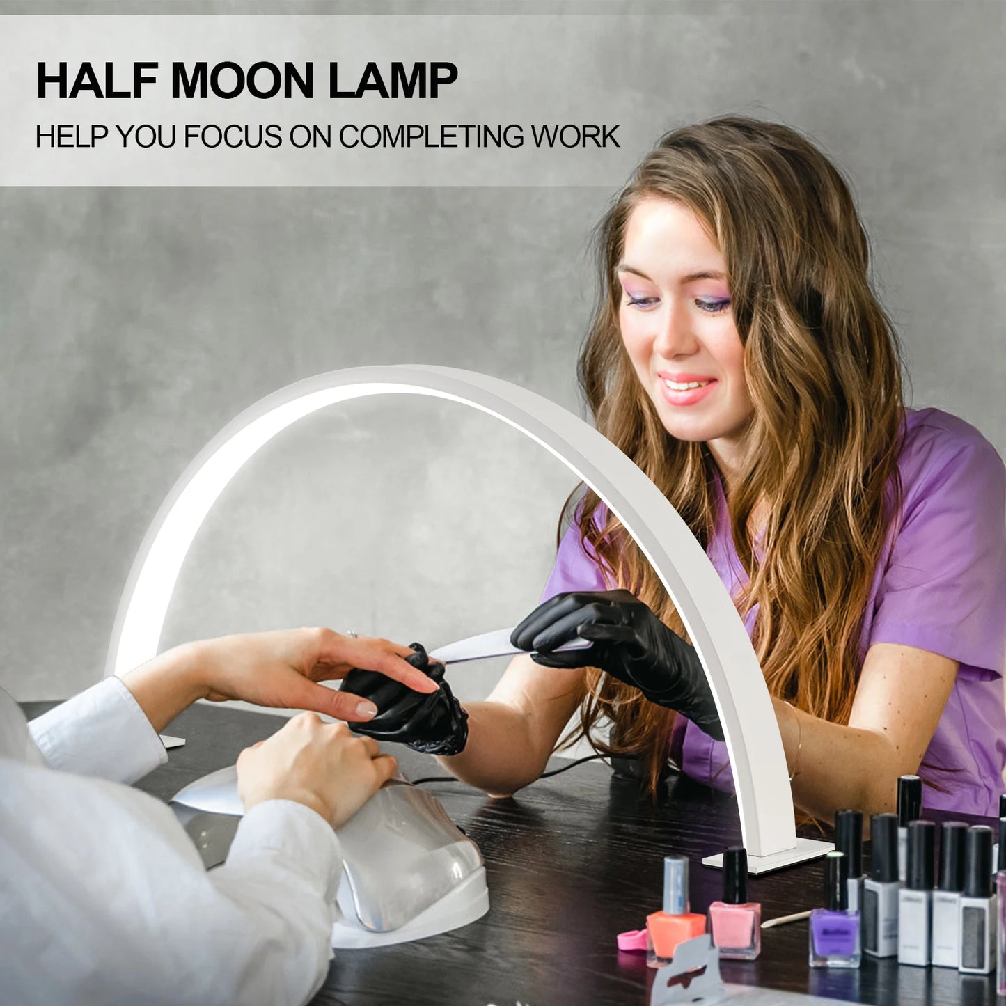 Beauty salon U-shaped LED desk lamp semi monthly lighting fixture eye protection tricolor dimming beauty nail supplement light