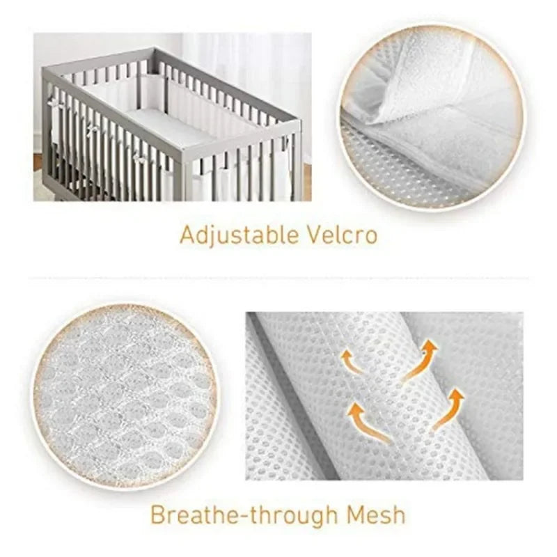 Breathable Bed Rail Bumper for Baby Safety Multi-Color Soft Mesh Toddler Bed Rail Guard for 4-Panel and Small Baby Cribs