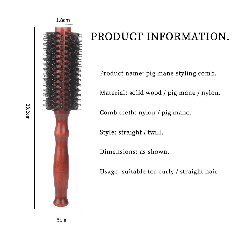 6 Types Curly Hair Comb Hairdressing Styling Tools Wooden Handle Bristle Rolling Hairbrush Combs