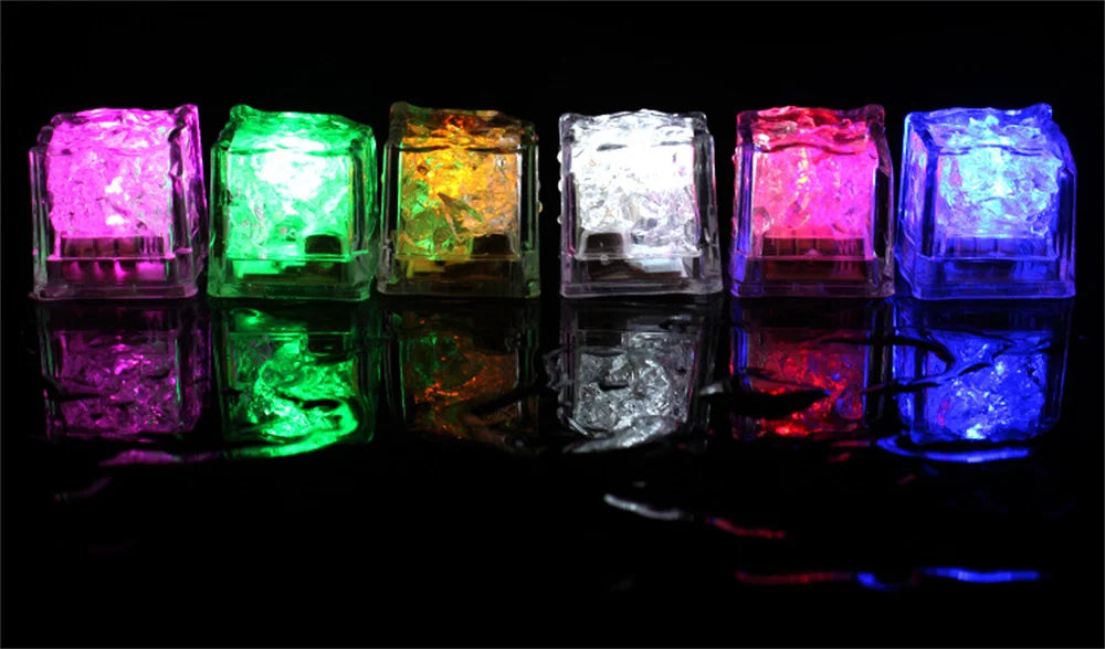 1PCS Colorful Ice Cubes Night Light Touch Sensor Liquid Induction Luminous Ice Cubes Universal Flashing LED Lights