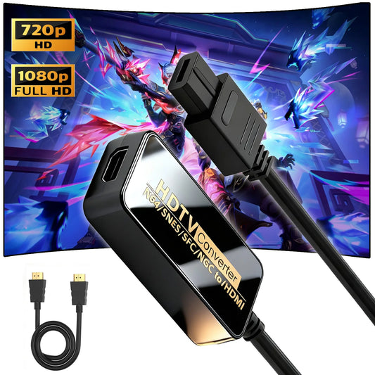 1080P NGC/SNES/N64 To HDMI Converter Adapter,HDMI Cable for Nintend 64 SNES Console Game Cube Plug and Play Restore Game Screen