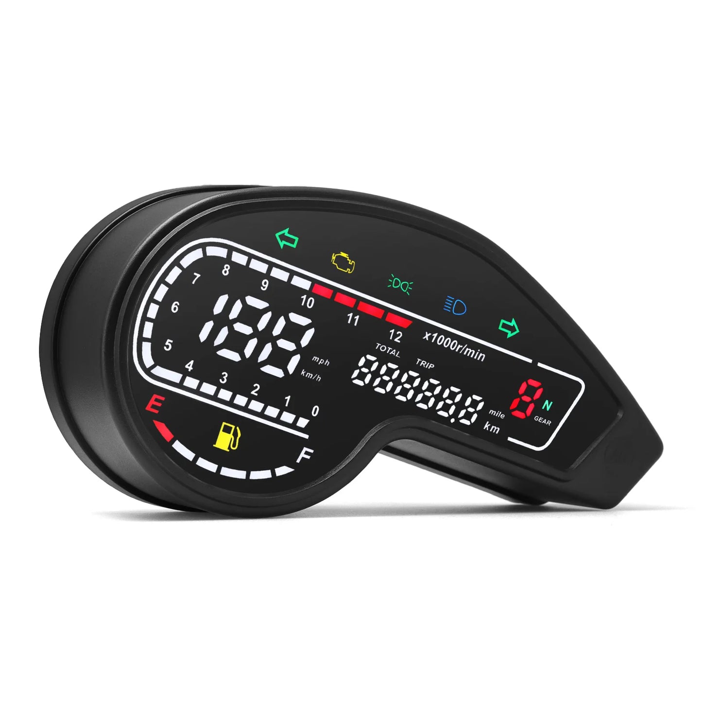 Universal RPM Motorcycle Meter Digital Odometer LCD Speed Meter Instrument Oil Gauge Total Mileage Dashboard Multi-function Trip