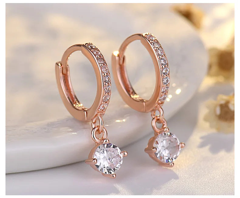 Zircon Polygon Earrings for Women Gold Plated Stainless Steel Hoop Earrings New Design Luxury Wedding 2024 Trending Jewelry Gift