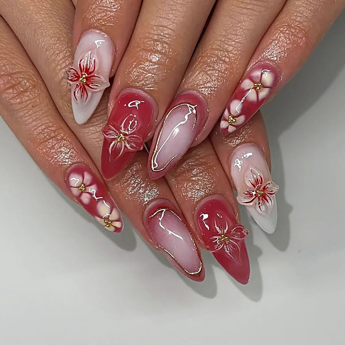 24pcs Black Cat's Eye Press on Nails Finished Ins Wearable False Nail Sets Love Design Stick on Nails Stilettos Fake Nail Tips