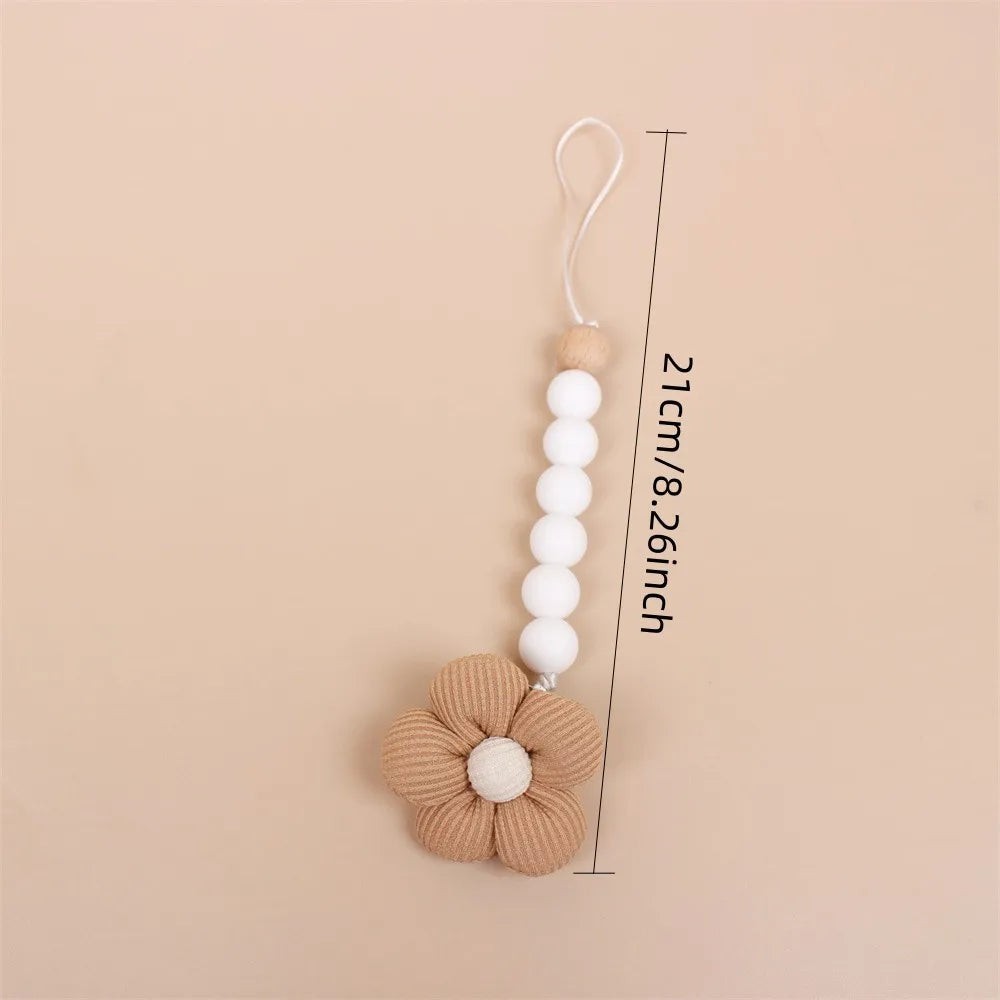 Flower Baby Silicone Bead Pacifier Clip Chain Newborn Dummy Nipple Holder Clips BPA Free Teething Toys Soother Pendant Holder