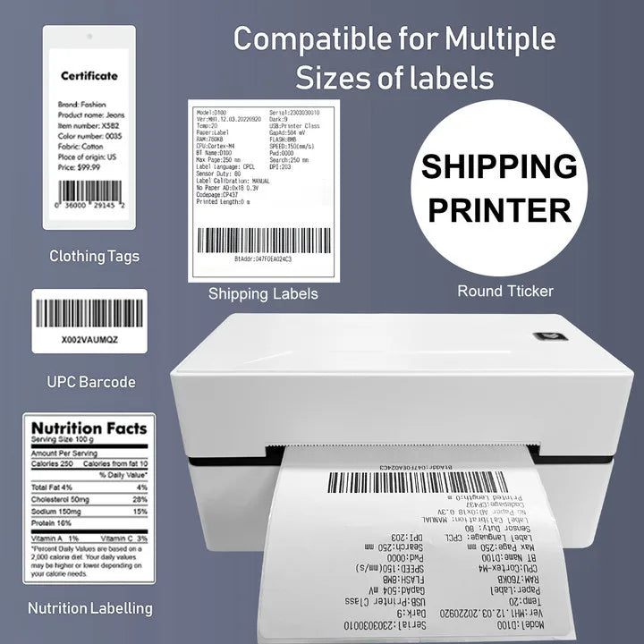 D100 thermal label printer, desktop label printer, wireless compatible with mobile phones and computers, suitable for shipping