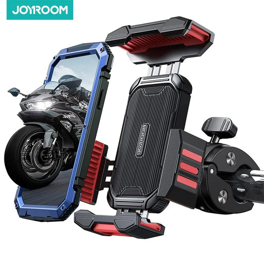 Joyroom 2023 Motorcycle Phone Mount Bike Upgraded Phone Holder One Hand Operation Handlebar Phone Mount for 4.7"- 7.2" Phone