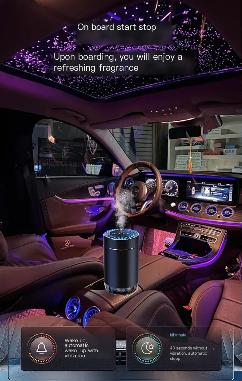Smart Car Air Freshener with Projector Light - Car Star Top - USB Rechargeable Fragrance Diffuser - Adjustable Fragrance Intensi