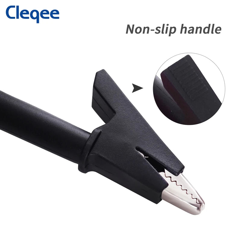 Cleqee 2PCS Dual Alligator Clip to  Crocodile Clamp Multimeter Test Leads 1m/2m/3m Cables Line Red/Black Jumper Wire