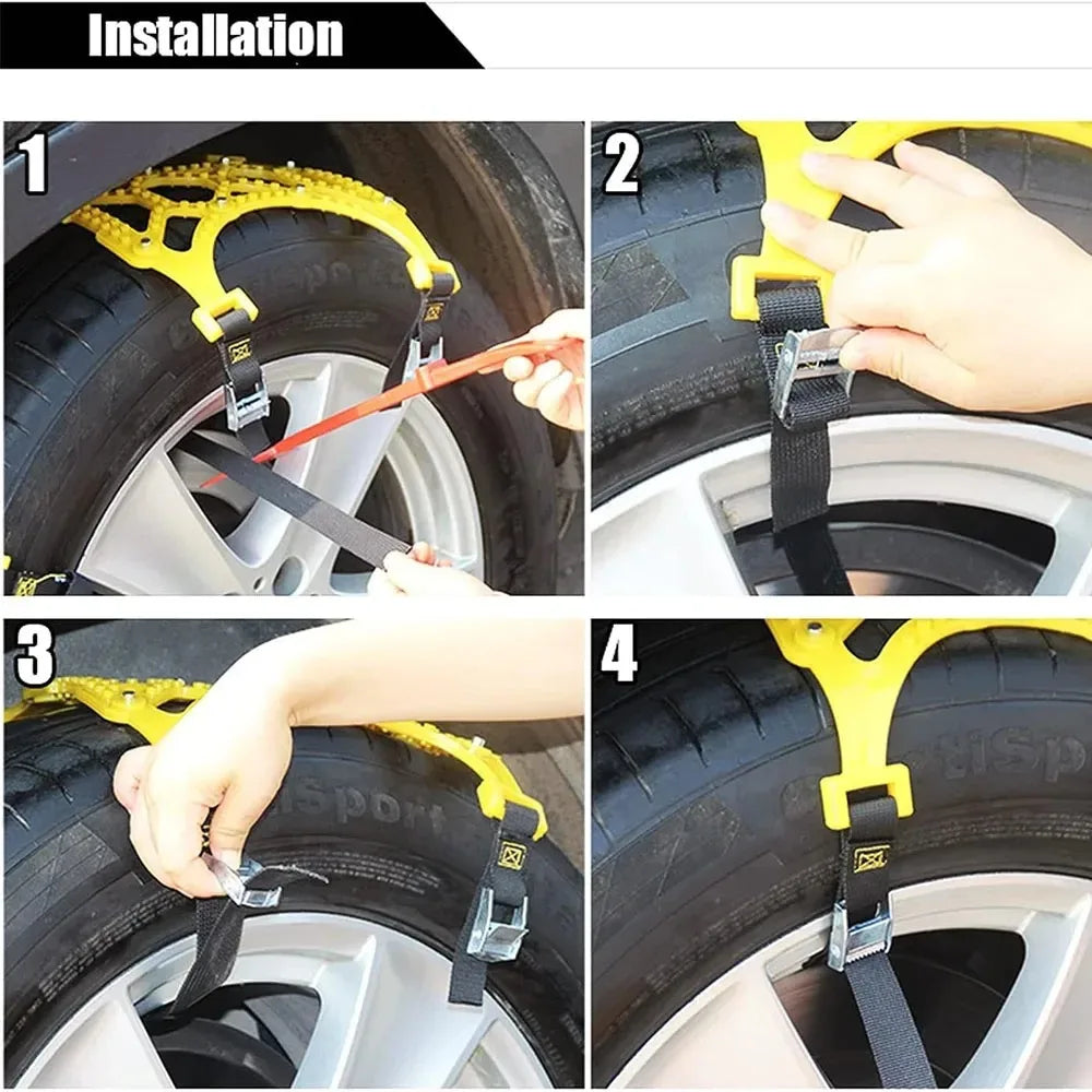 Car Snow Tire Chains Mud Tyre Wheels Thick Anti-Skid Belt For Car/SUV/Truck Portable Easy to Mount Emergency Traction Car