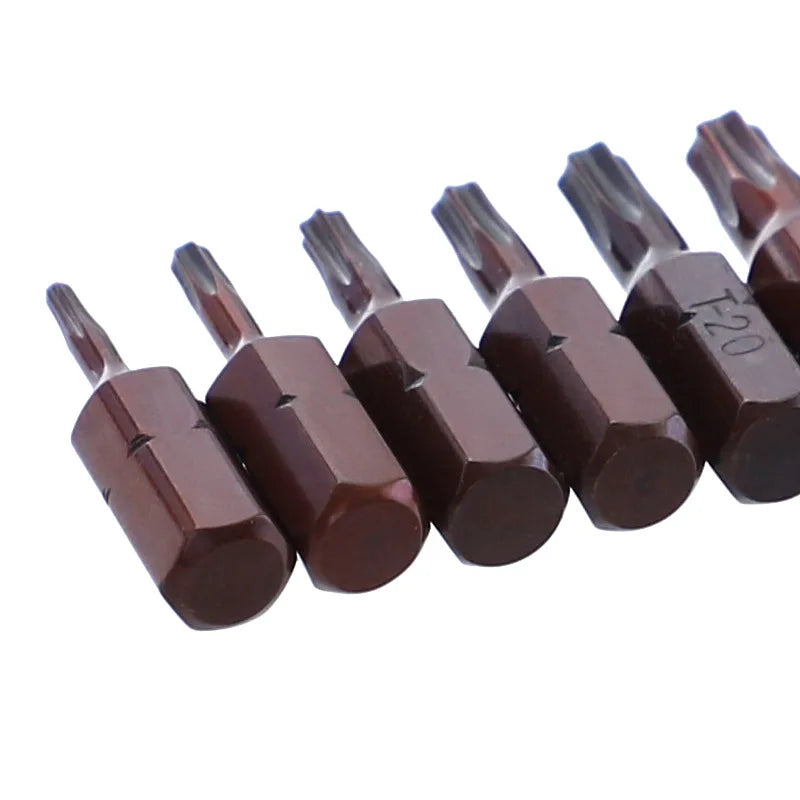 1~10PCS lot 1/4 Inch Alloy Steel 25MM Long Magnetic Torx Screwdriver Bits Set Hand Tools T8 T10 T15 T20 T25 T27 T30 T35