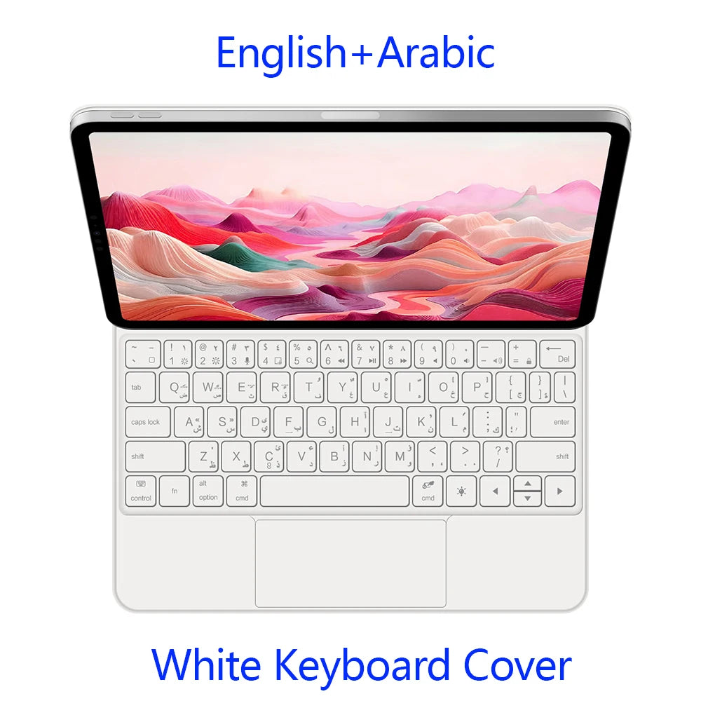 AJIUYU Magic Keyboard Folio For iPad Pro 11 inch (M4) 2024 A2836 A2837 Smart Magnetic Case Multi-touch Backlight Keyboard Cover