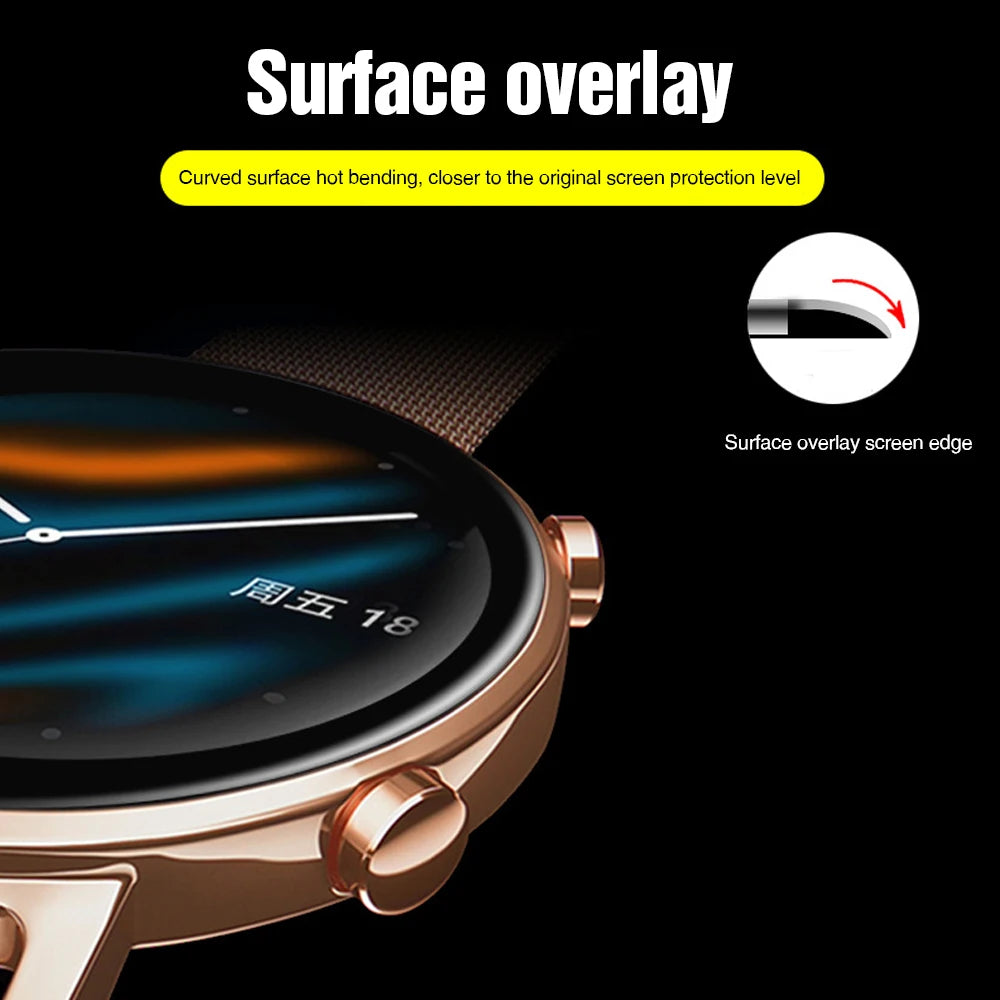 3pcs 3D Protective Film for Huawei Watch GT2 46 42mm HD Clear Screen Protector for Huawei GT2 Smart Watch Soft Film (Not Glass)