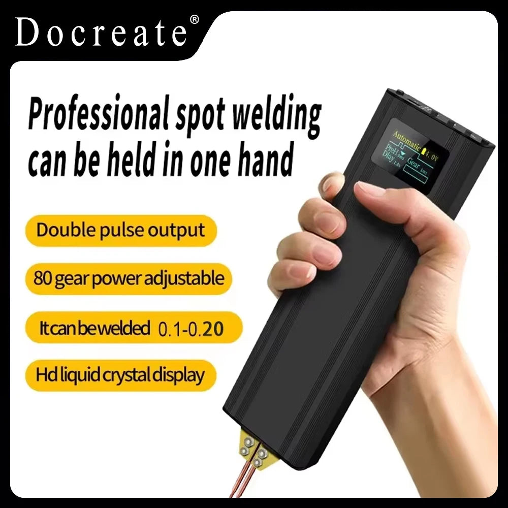 80 Gears Spot Welder Adjustable Portable Handheld Digital Display Mini Spot Welding Machine Automatic Trigger for 18650 Battery