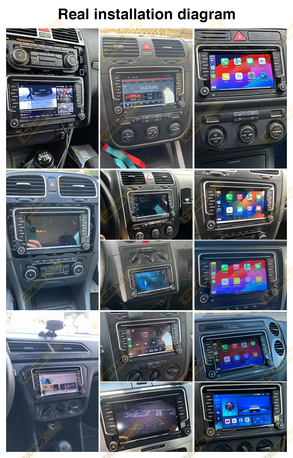 GRANDnavi Android13 Car Radio GPS For VW Volkswagen Skoda Octavia Golf 5 6 Touran Passat B6 Polo Jetta 2Din Multimedia Player