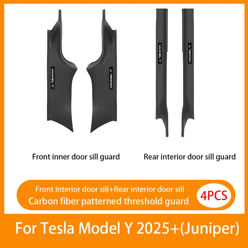 For New Tesla Model Y Juniper 2025+Front And Rear Door ABS Anti Scratch And Dirt Resistant Threshold Strips Interior Accessories